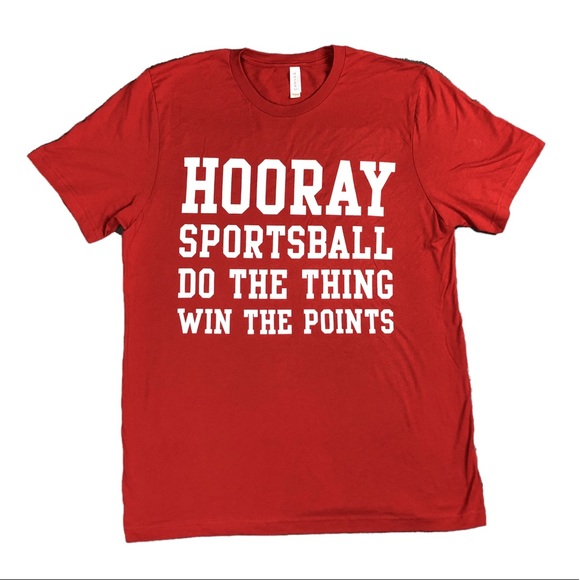 Bella Canvas Tops - Hooray Sportsball Sports Fan Red Graphic T-shirt